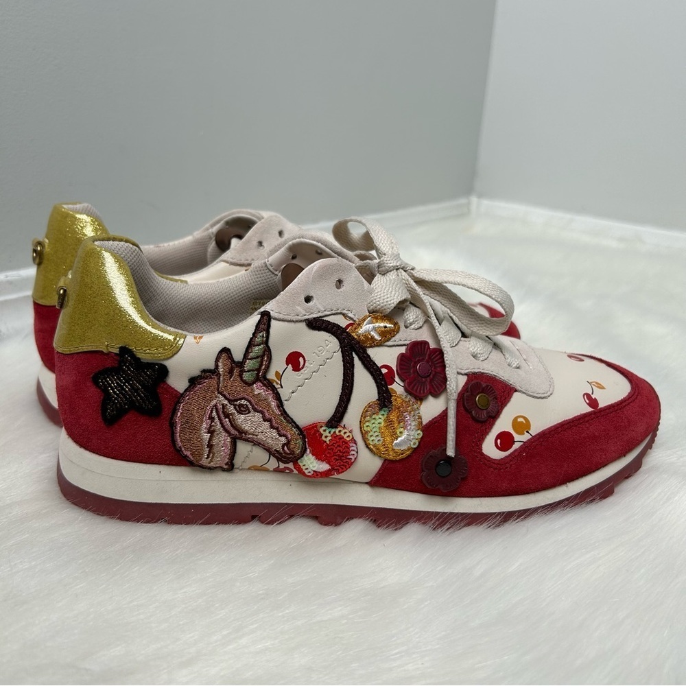 Coach Rare C125 Unicorn Cherry Embellished Sneakers - Picture 4 of 10
